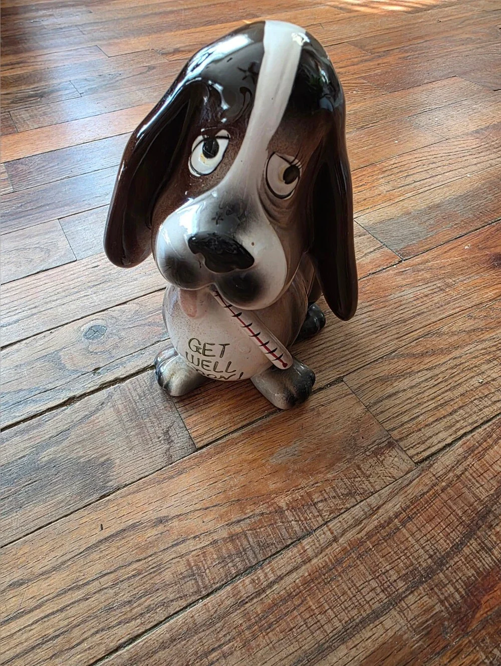 Ceramic 'Get Well' Brown & White Dog Planter Home Accent